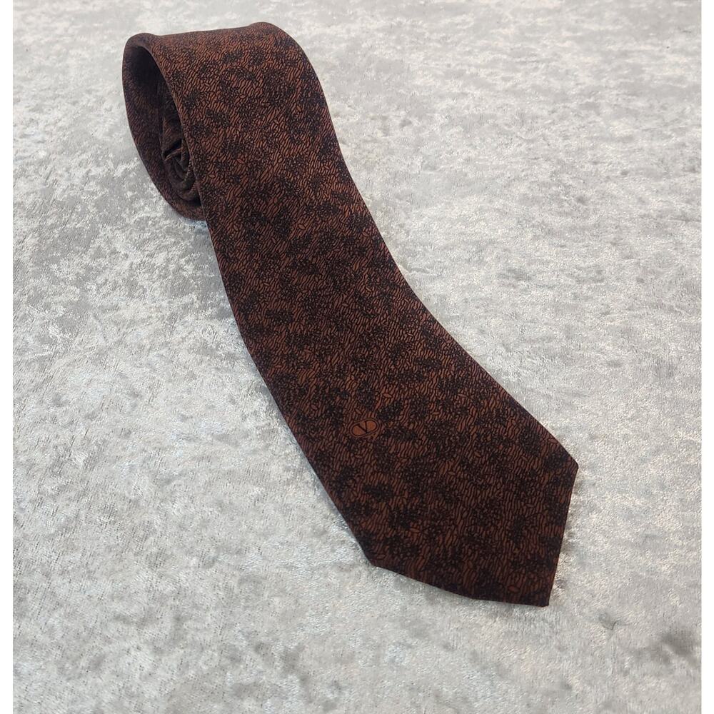Authentic VALENTINO La Cravat Mens Brown & Black Tie-100% Silk